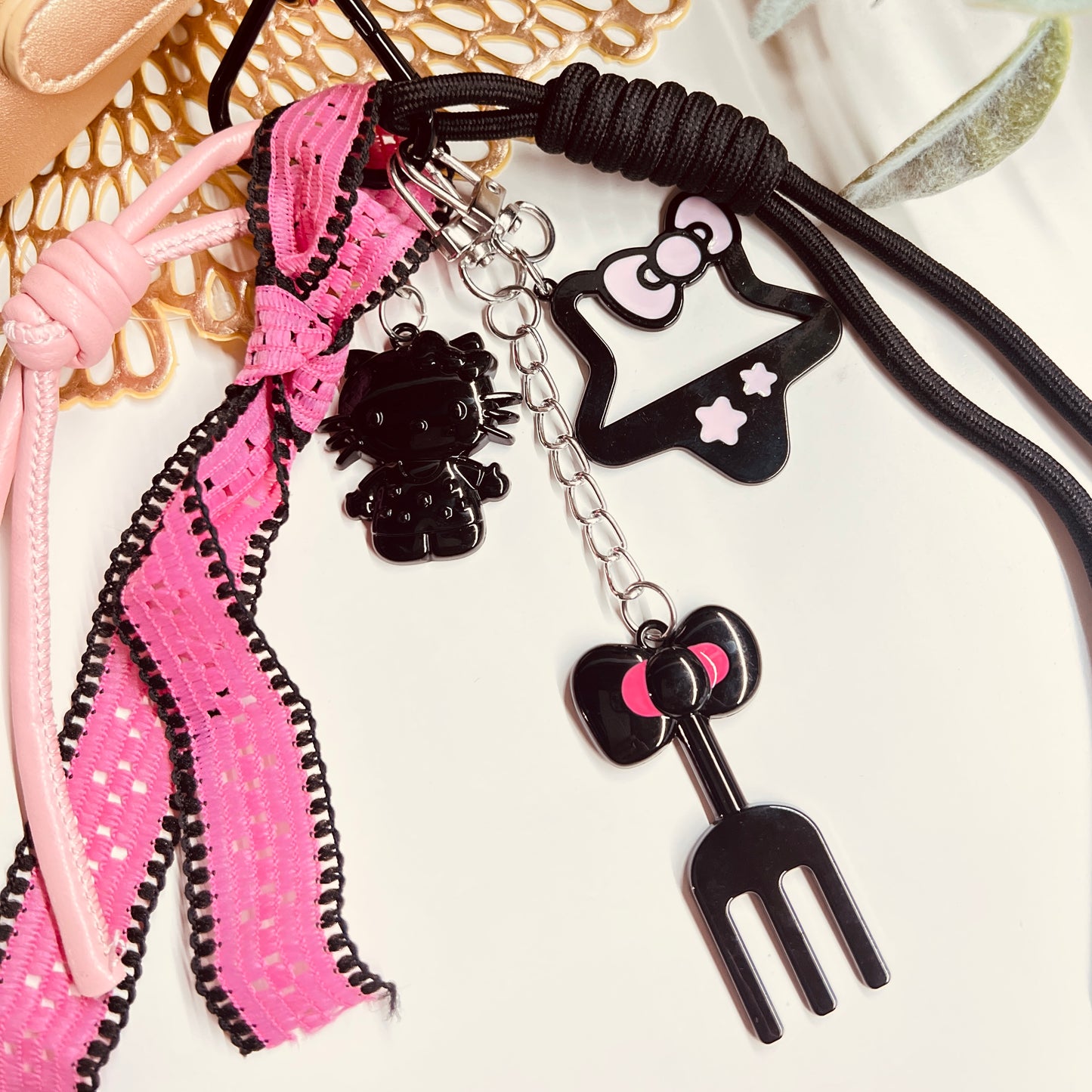 HANDMADE BAG CHARMS ~ BOW/FORK