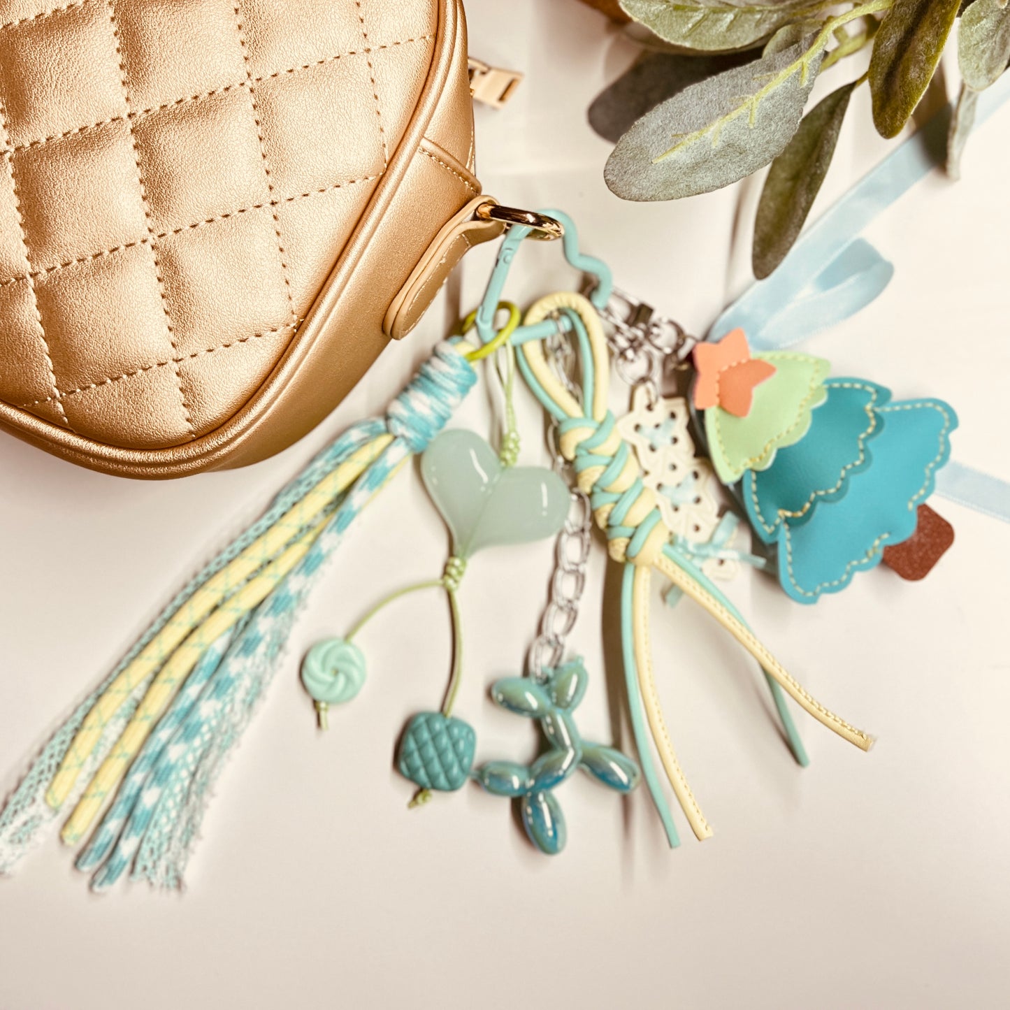 HANDMADE BAG CHARMS ~ CHRISTMAS TREE TEAL GREEN ~