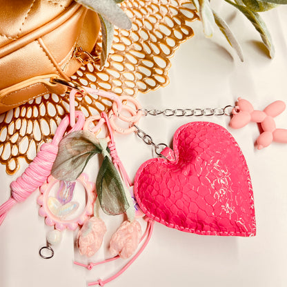 HANDMADE BAG CHARMS ~ LEATHER HEART