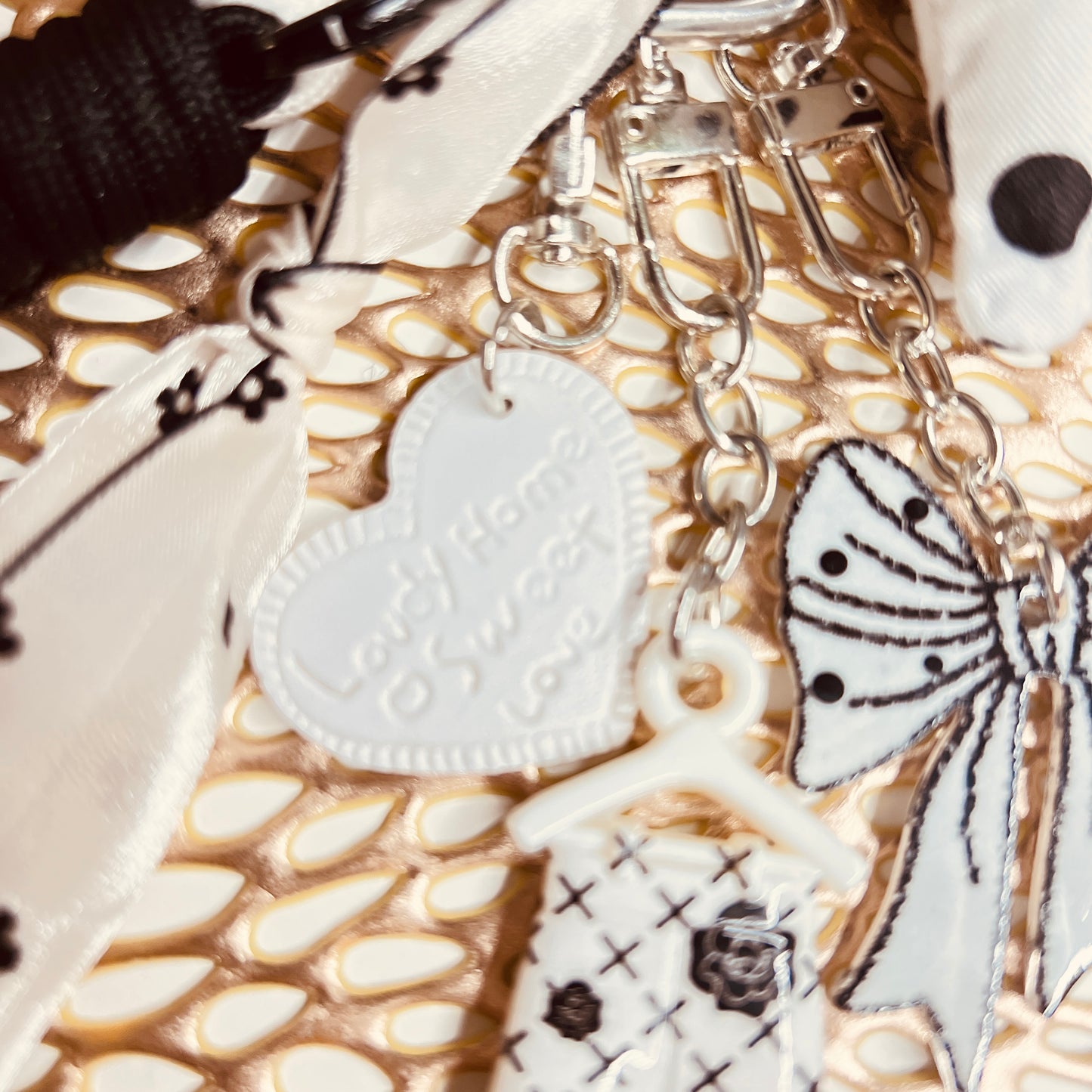 HANDMADE BAG CHARMS ~ POLKA DOTS BOW ~