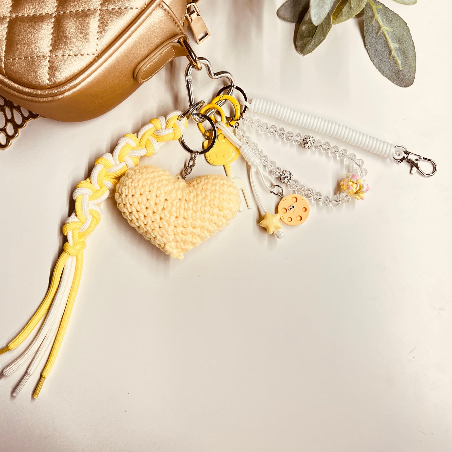 HANDMADE BAG CHARMS ~ CROCHET HEART