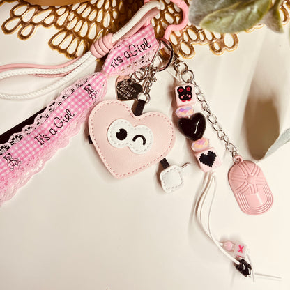 HANDMADE BAG CHARMS ~ LEATHER HEART
