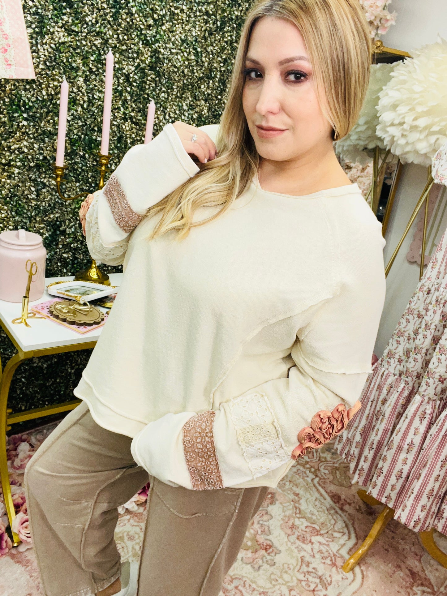 INSIDE OUT WASHED TERRY PULLOVER - NATURAL