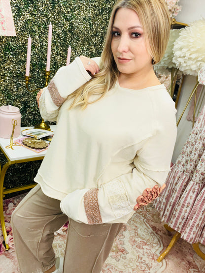 INSIDE OUT WASHED TERRY PULLOVER - NATURAL