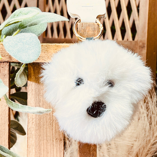 FLUFFY DOG FACE KEYCHAIN
