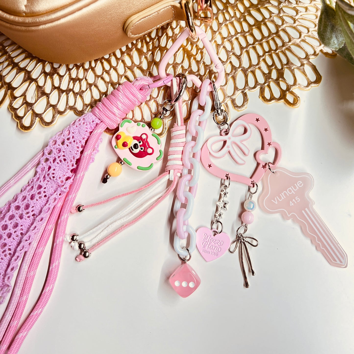 HANDMADE BAG CHARMS ~ BEAR CHARM/KEY