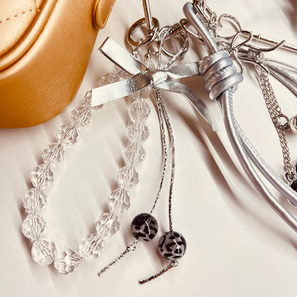 HANDMADE BAG CHARMS ~ SILVER FAUX LEATHER HEART ~