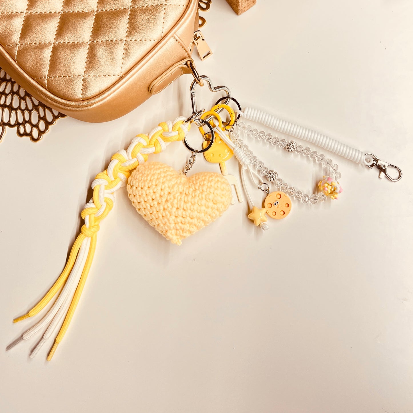 HANDMADE BAG CHARMS ~ CROCHET HEART