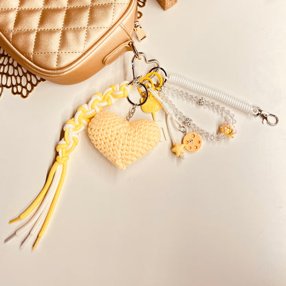 HANDMADE BAG CHARMS ~ CROCHET HEART