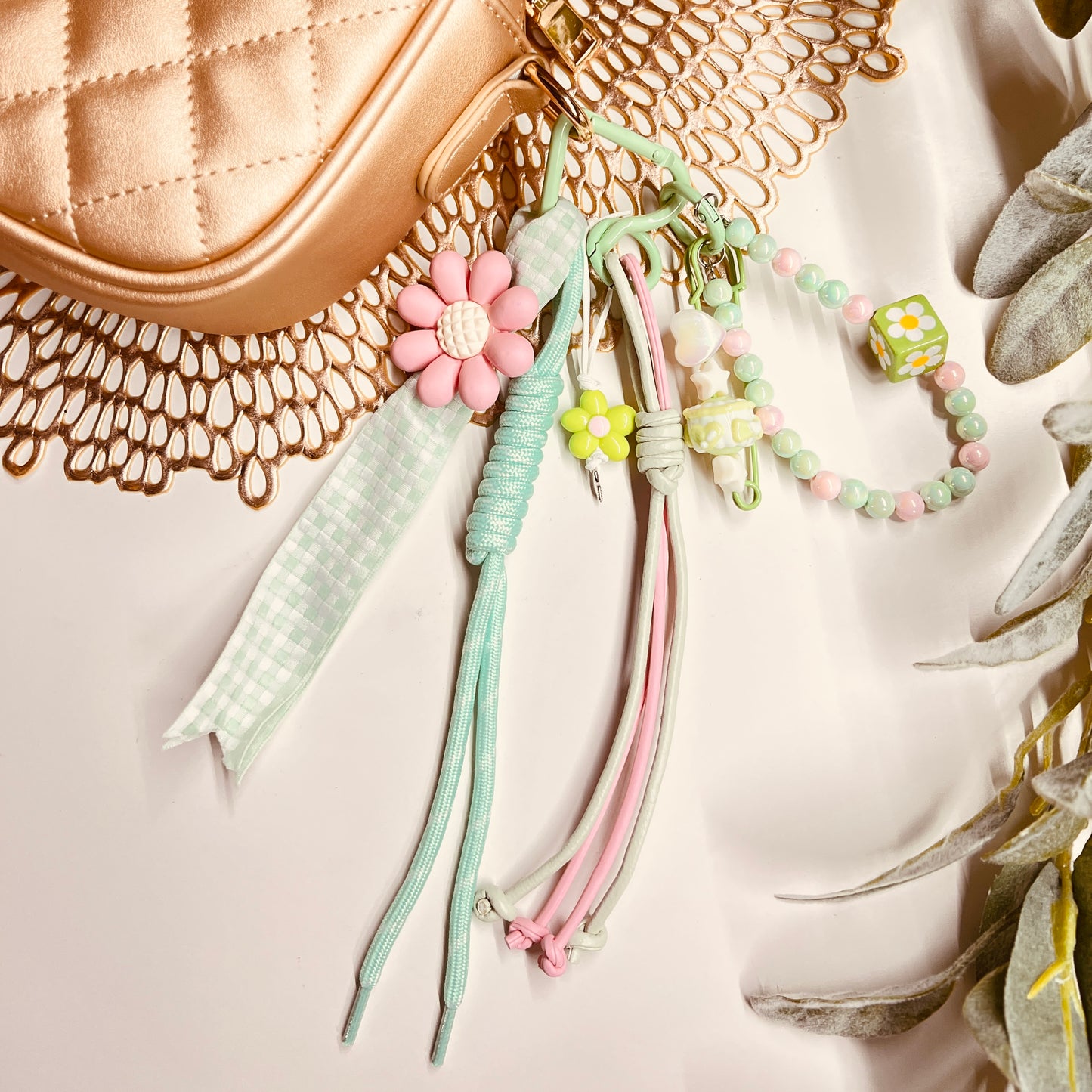HANDMADE BAG CHARMS ~ FLOWER/PIN