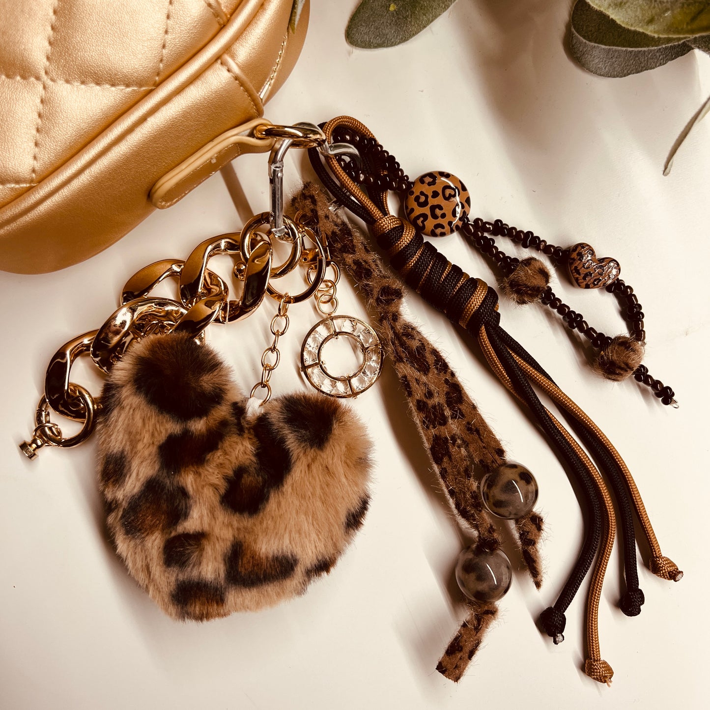 HANDMADE BAG CHARMS ~ BEIGE/TAN