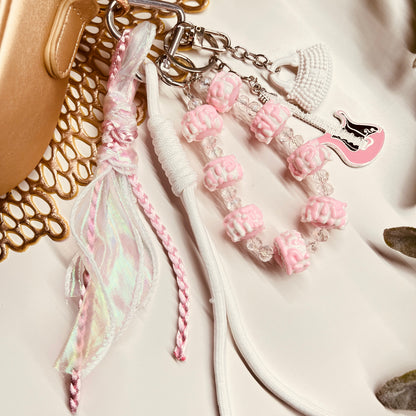 HANDMADE BAG CHARMS ~ GUITAR/HAND PAINTED BEADS