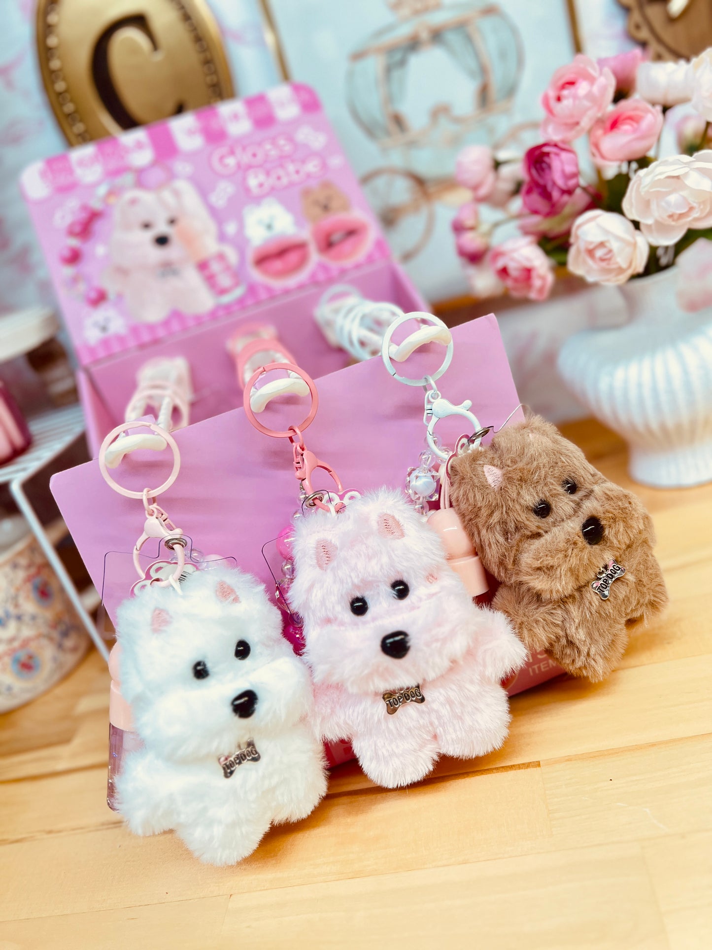 3 IN 1 DOGGY KEYCHAIN~LIP GLOSS~PHONE GRIP