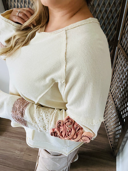 INSIDE OUT WASHED TERRY PULLOVER - NATURAL