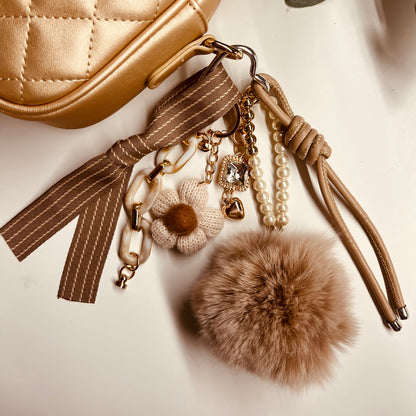HANDMADE BAG CHARMS ~ BEIGE/TAN
