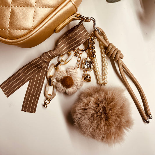 HANDMADE BAG CHARMS ~ BEIGE/TAN