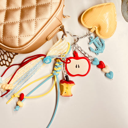 HANDMADE BAG CHARMS ~ HEART/APPLE