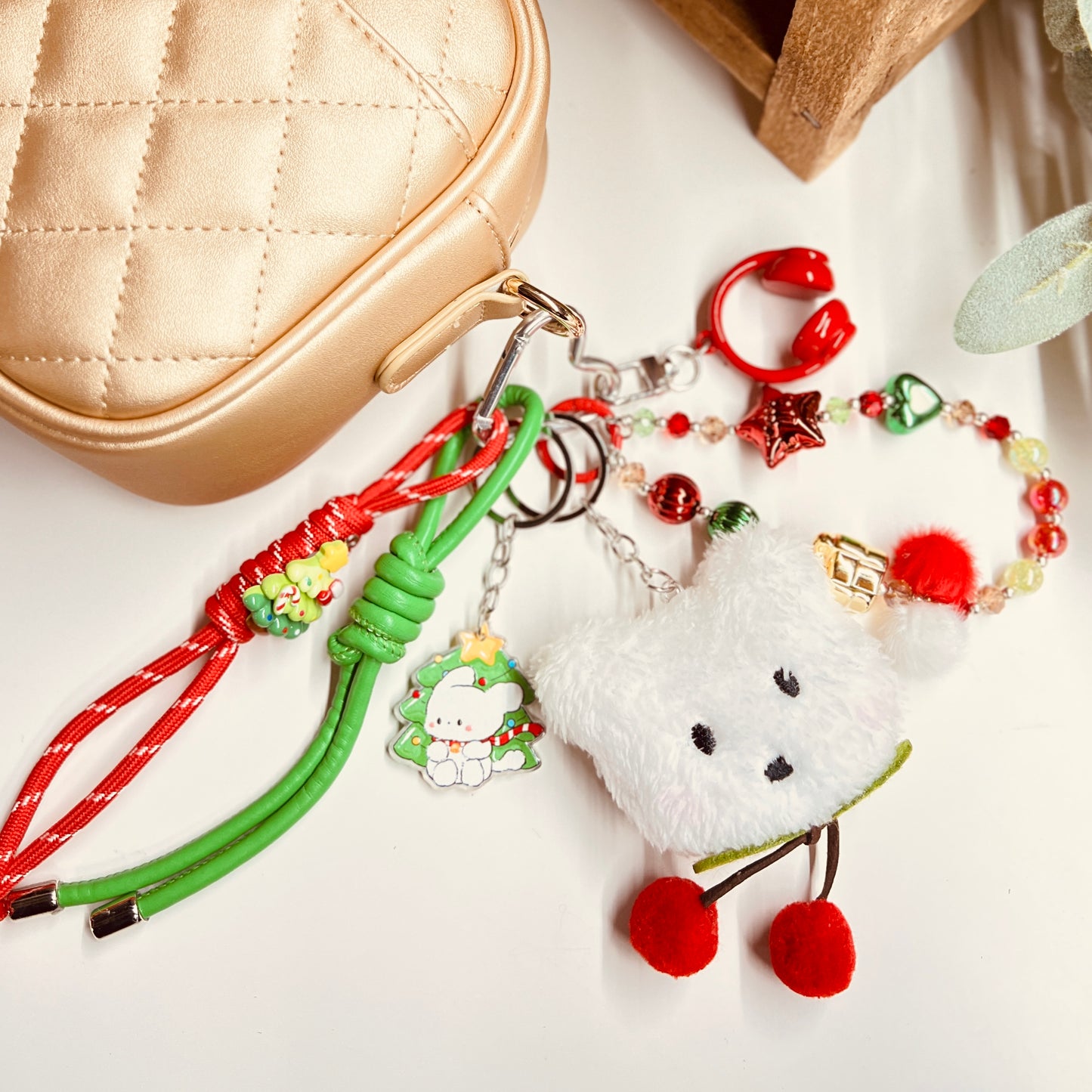 HANDMADE BAG CHARMS ~ CHRISTMAS TEDDY ~