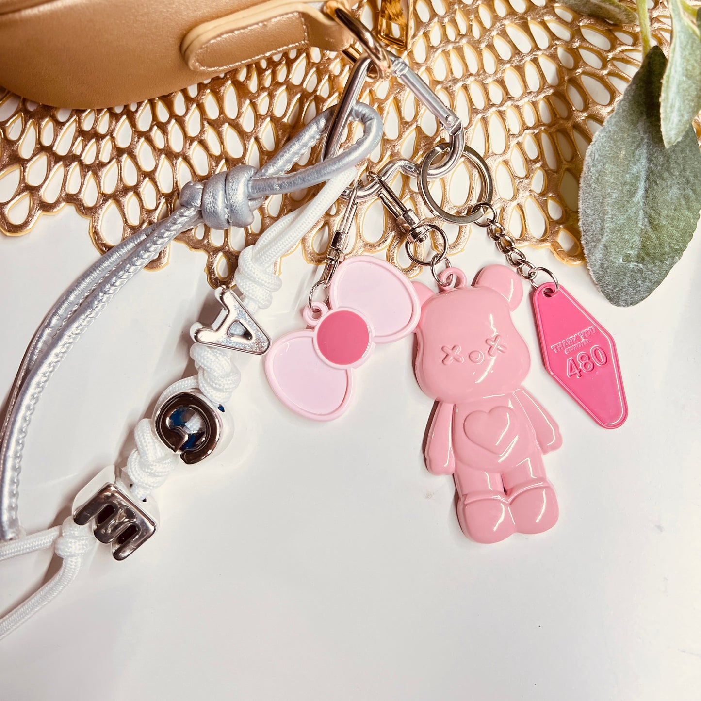 HANDMADE BAG CHARMS ~ PINK TEDDY