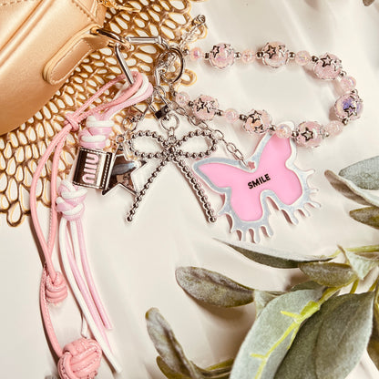 HANDMADE BAG CHARMS ~ SILVER COQUETTE BOW/BUTTERFLY