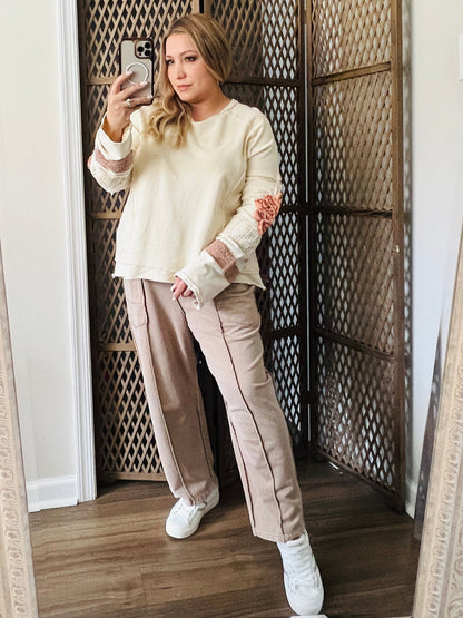 INSIDE OUT WASHED TERRY PULLOVER - NATURAL