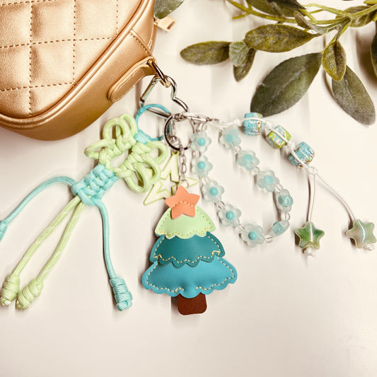 HANDMADE BAG CHARMS ~ CHRISTMAS TREE TEAL GREEN 2 ~