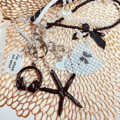 HANDMADE BAG CHARMS ~ STAR FISH/ PEARL CHAIN ~