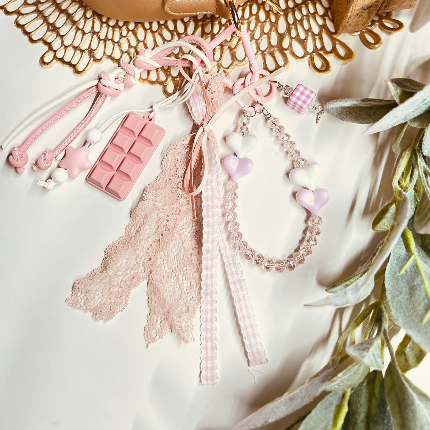 HANDMADE BAG CHARMS ~   PINK CHOCOLATE BAR