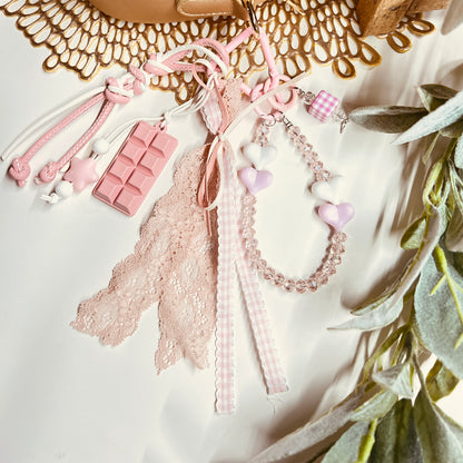 HANDMADE BAG CHARMS ~   PINK CHOCOLATE BAR
