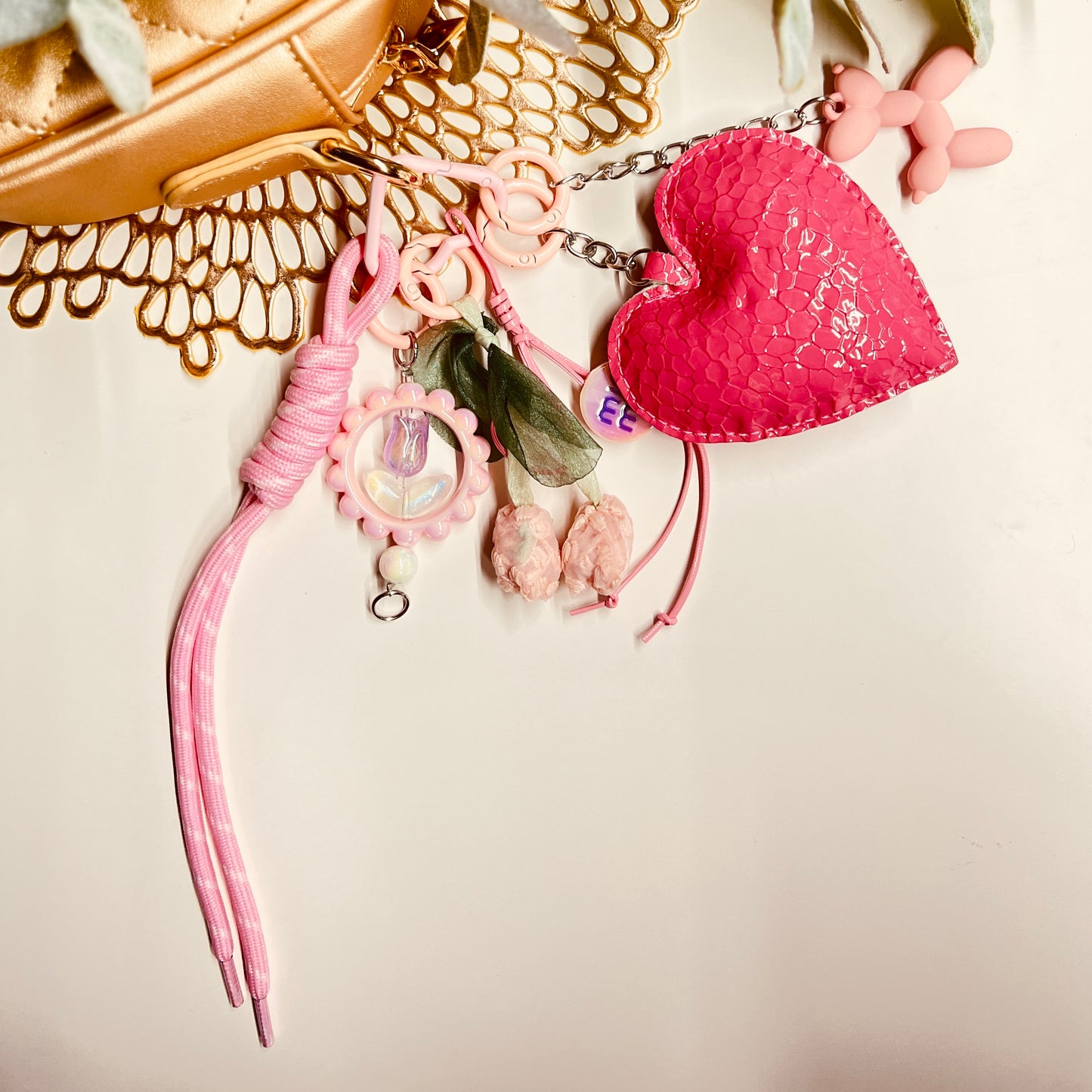 HANDMADE BAG CHARMS ~ LEATHER HEART
