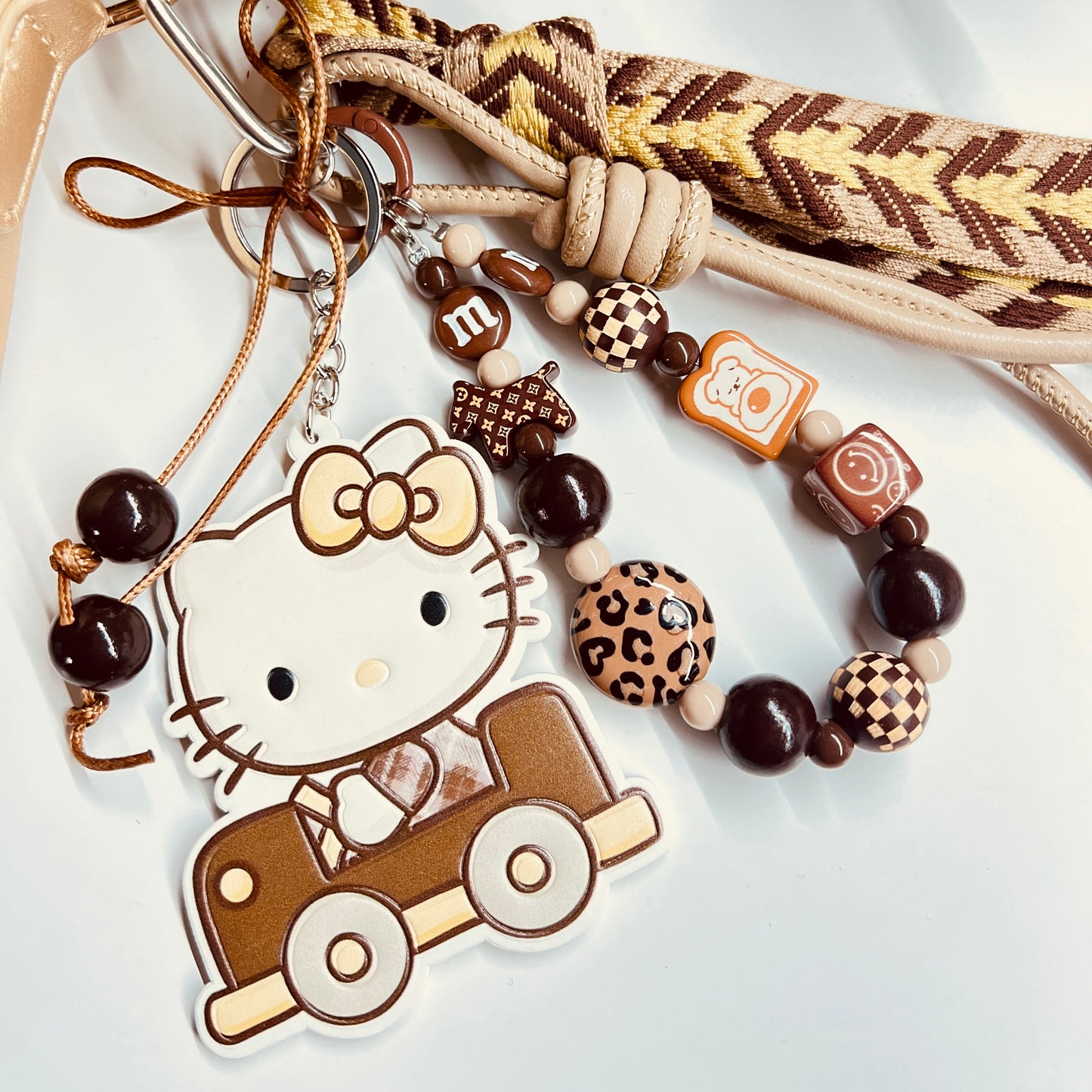 HANDMADE BAG CHARMS ~ FAUX LEATHER CAT/CAR ~