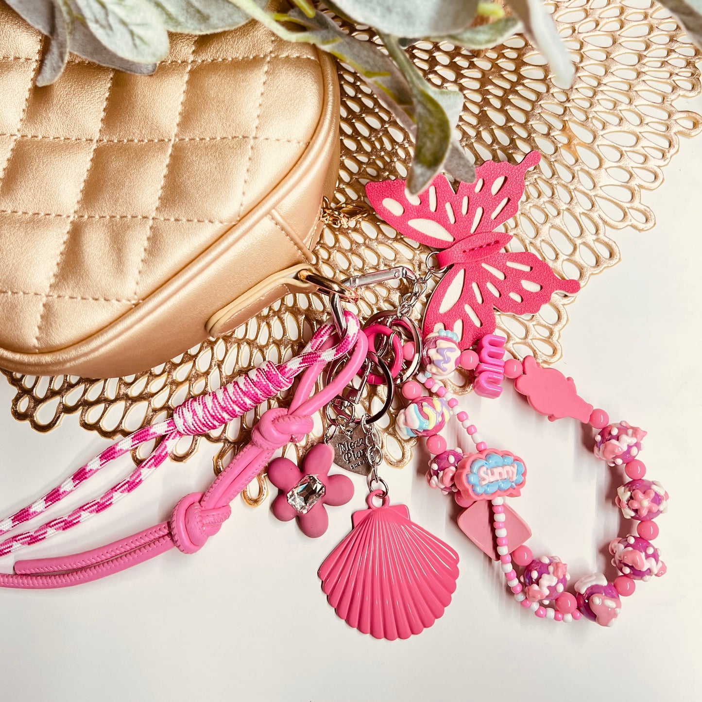 HANDMADE BAG CHARMS ~ SHELL/BUTTERFLY
