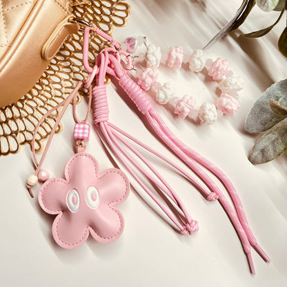 HANDMADE BAG CHARMS ~ PINK LEATHER STAR