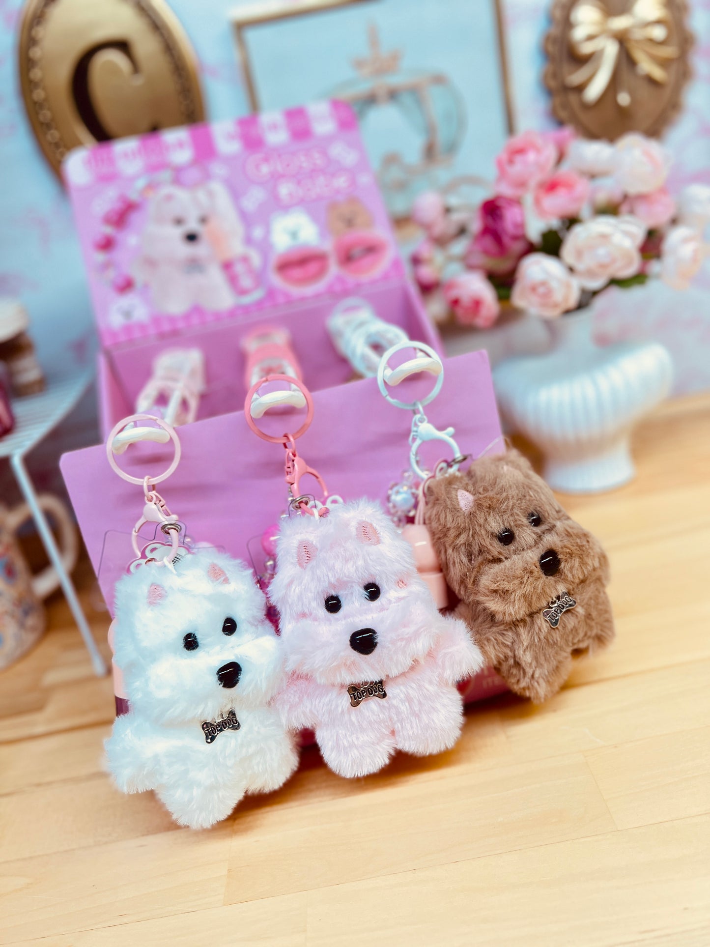 3 IN 1 DOGGY KEYCHAIN~LIP GLOSS~PHONE GRIP