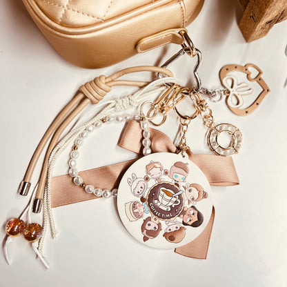 HANDMADE BAG CHARMS ~ LEATHER COFFEE TIME ~