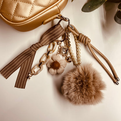 HANDMADE BAG CHARMS ~ BEIGE/TAN