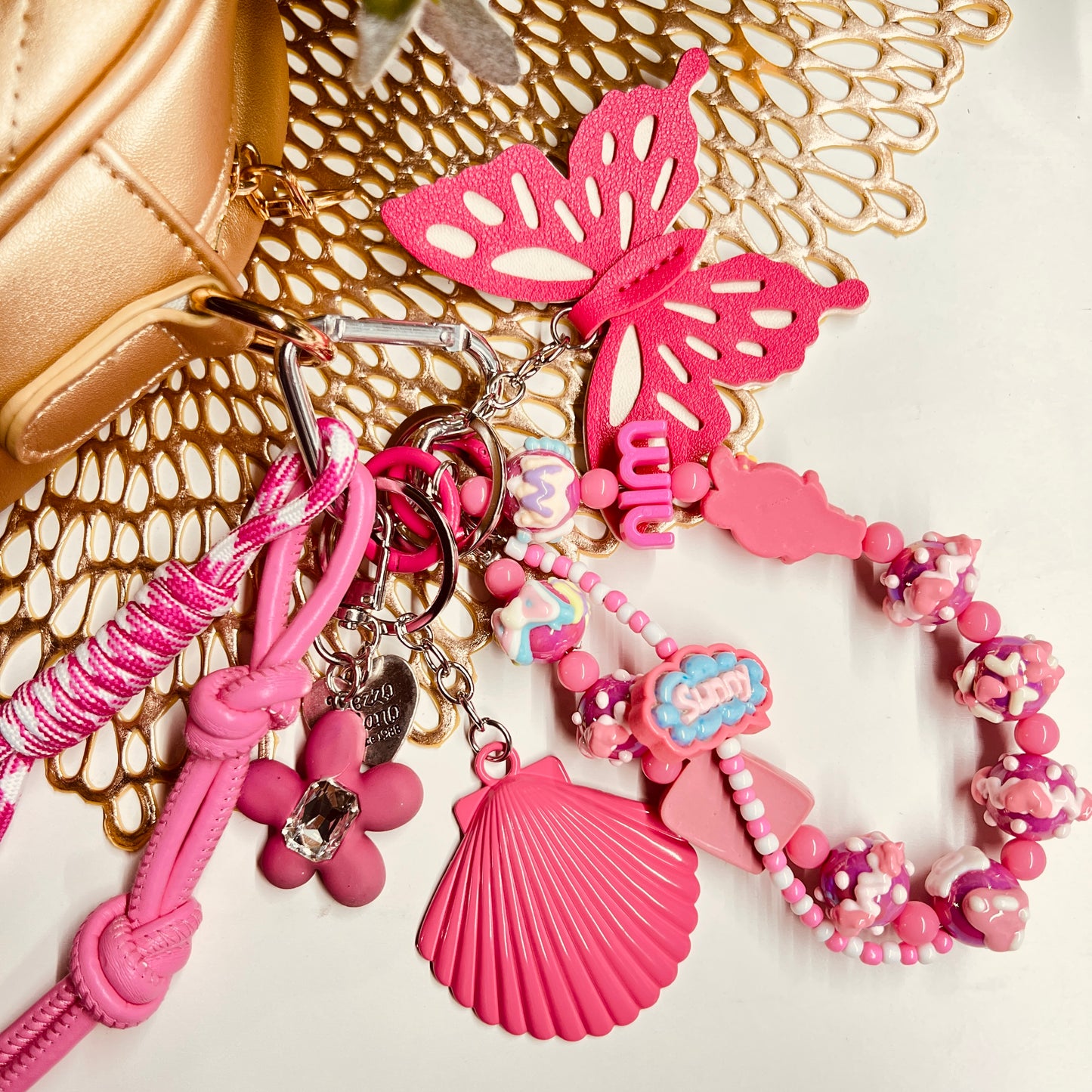 HANDMADE BAG CHARMS ~ SHELL/BUTTERFLY