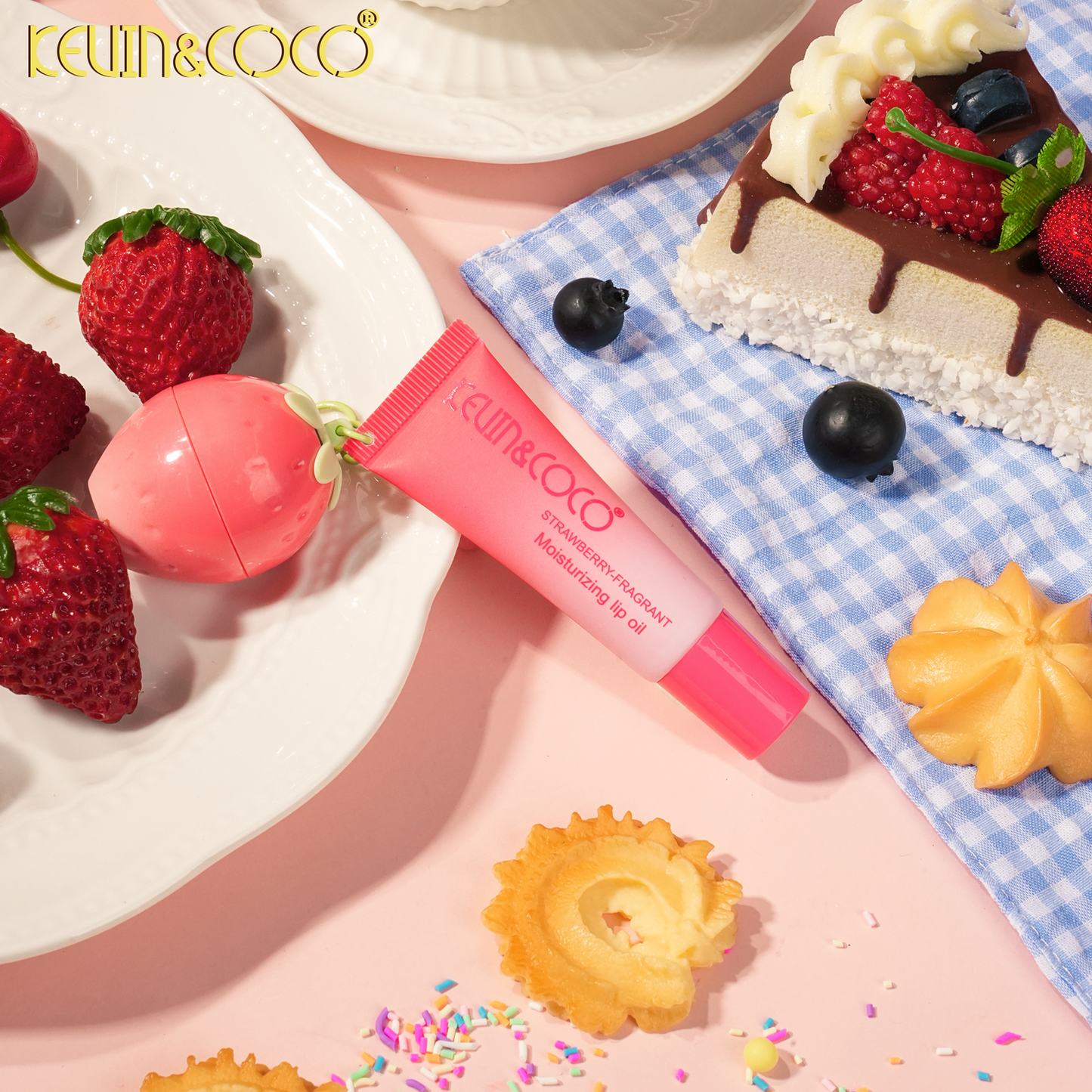 KEVIN & COCO STRAWBERRY LIP BALM AND LIP OIL SET