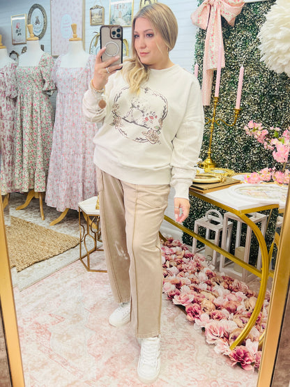 PUPPY GRAPHIC WASHED TERRY PULLOVER