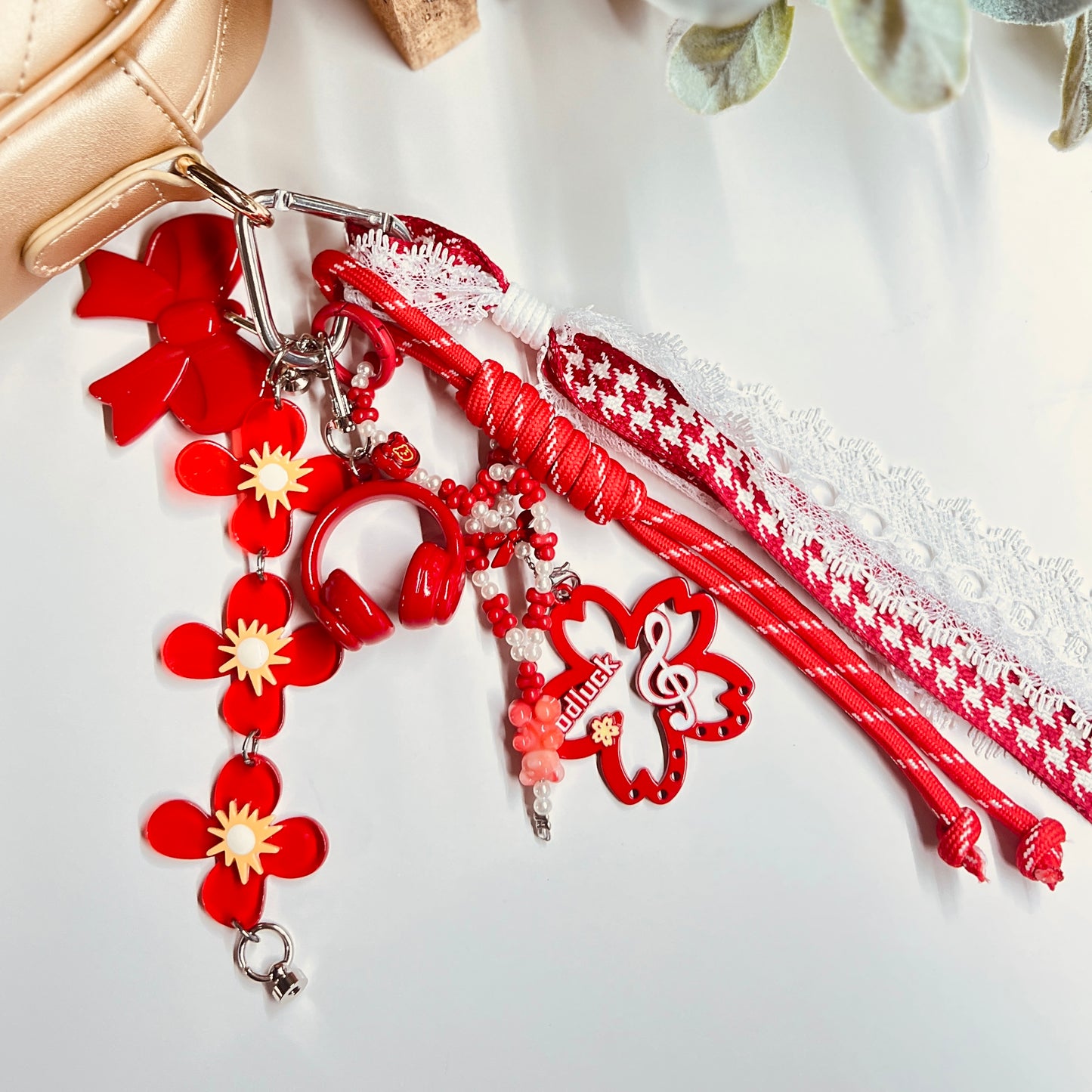 HANDMADE BAG CHARMS ~ FLOWERS/BOW ~