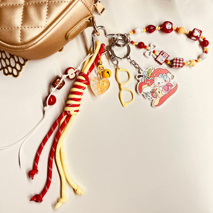 HANDMADE BAG CHARMS ~ APPLE KITTY CHARM