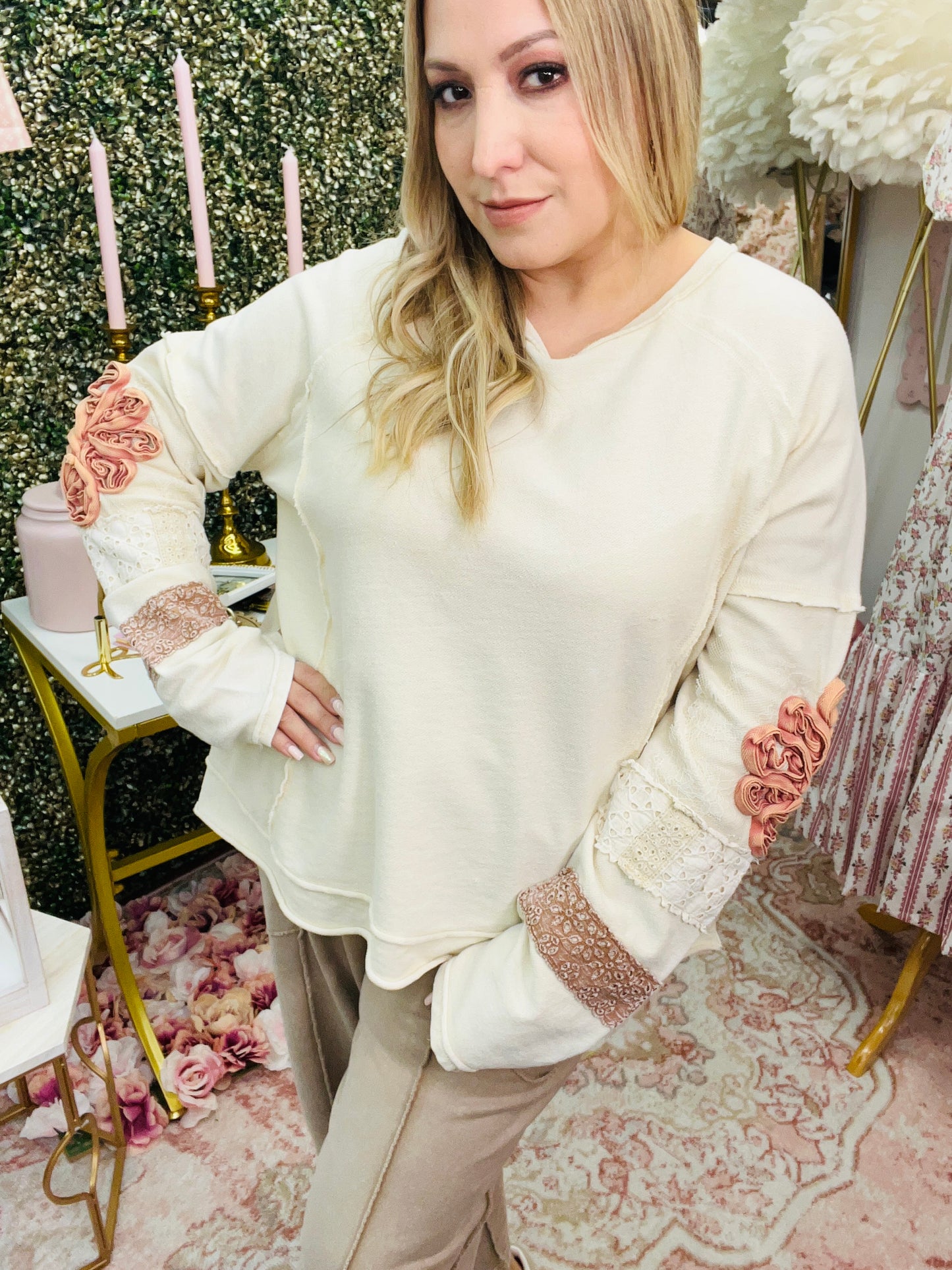 INSIDE OUT WASHED TERRY PULLOVER - NATURAL