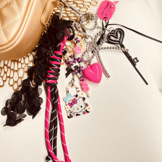 HANDMADE BAG CHARMS ~ PINK HEART