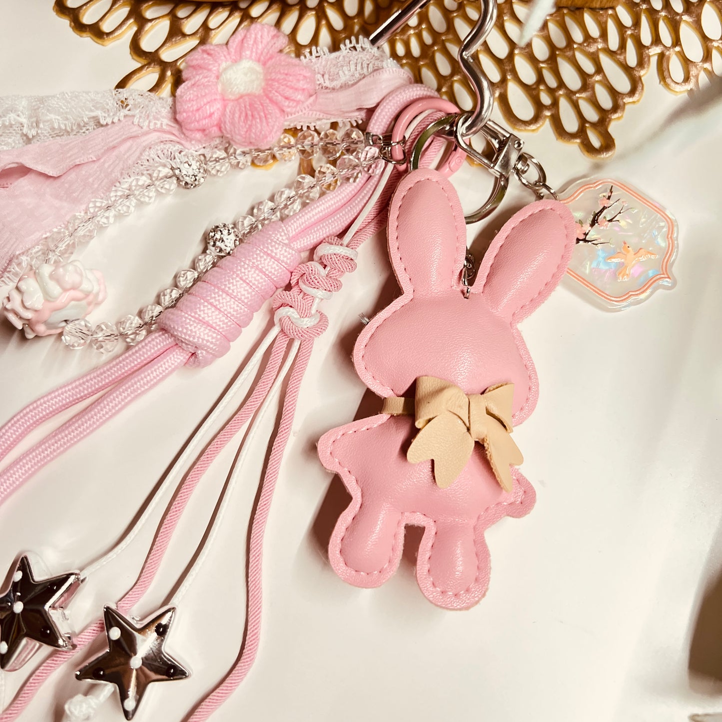 HANDMADE BAG CHARMS ~ LEATHER BUNNY
