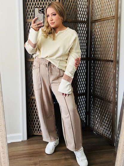 INSIDE OUT WASHED TERRY PULLOVER - NATURAL