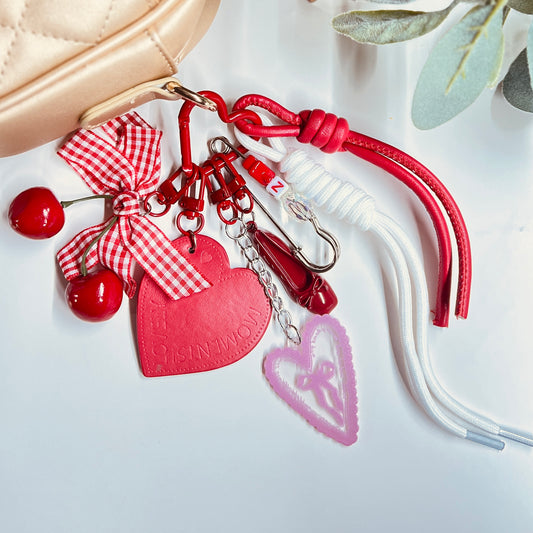 HANDMADE BAG CHARMS ~ CHERRY/HEART ~