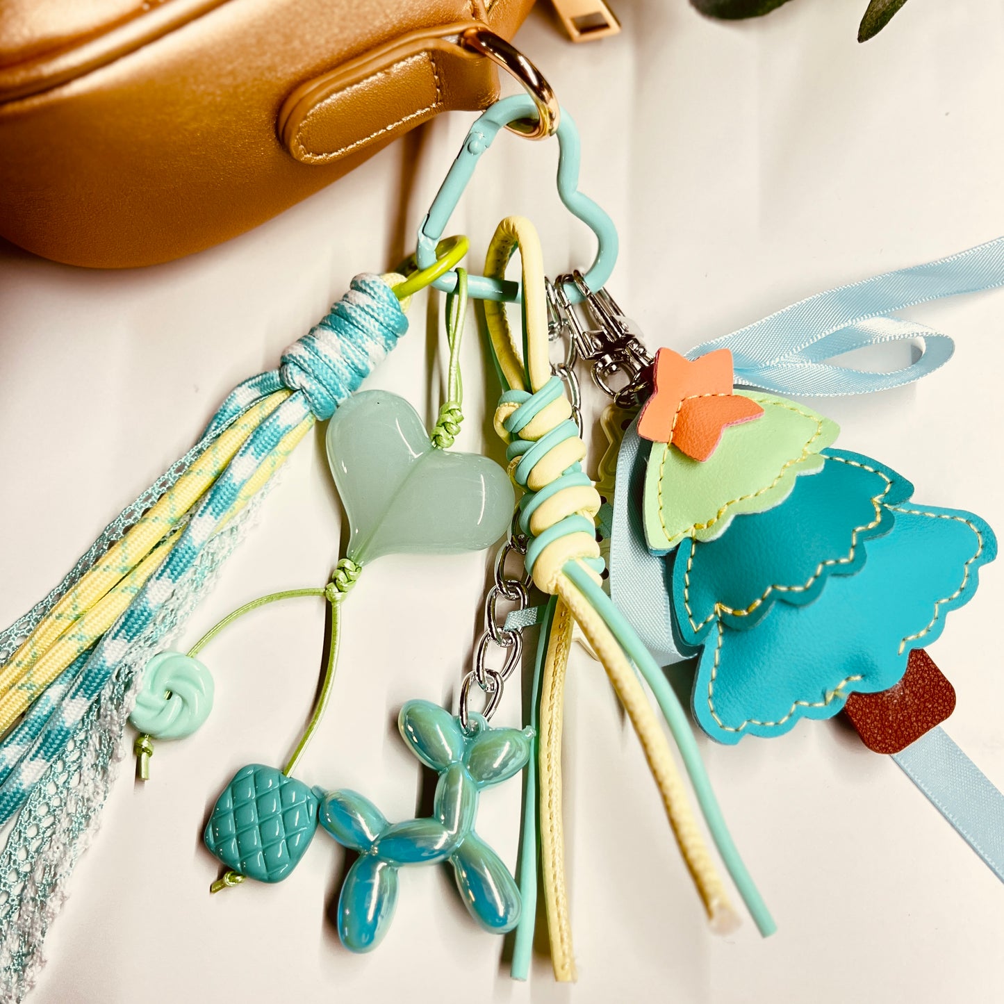 HANDMADE BAG CHARMS ~ CHRISTMAS TREE TEAL GREEN ~