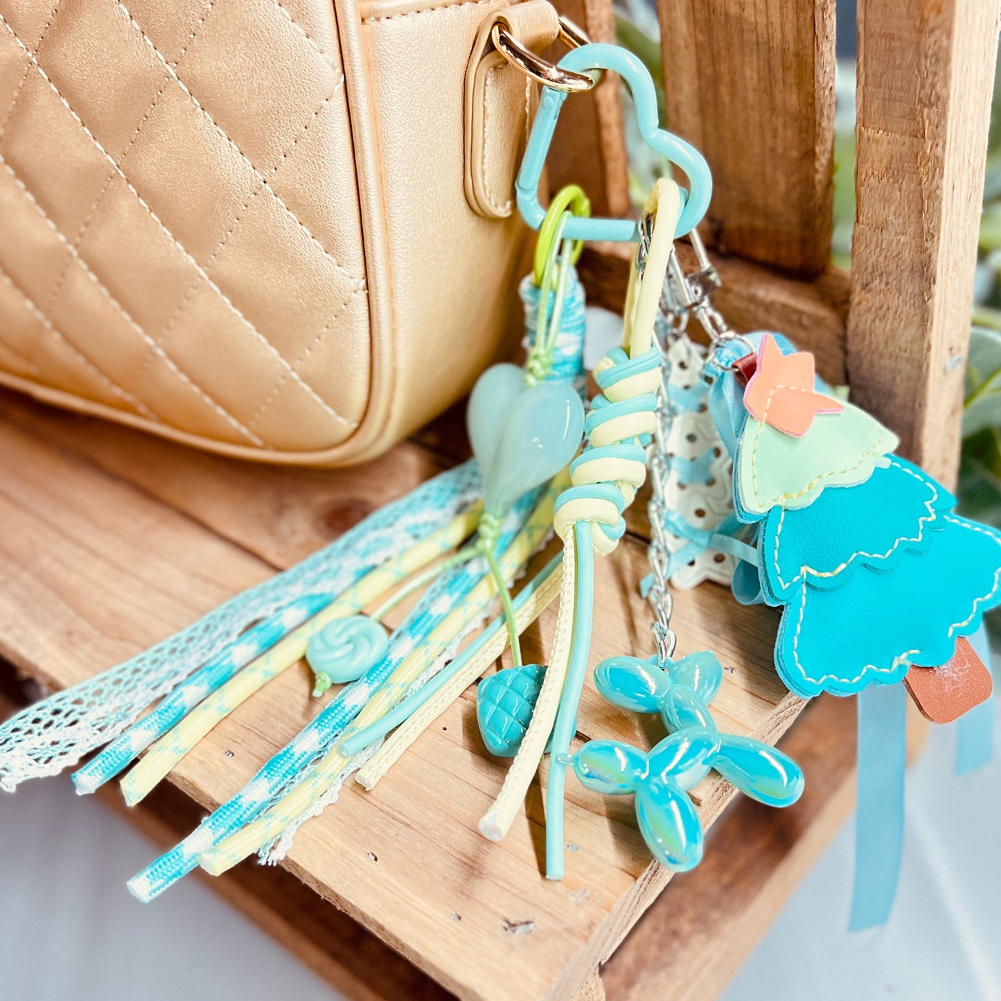 HANDMADE BAG CHARMS ~ CHRISTMAS TREE TEAL GREEN ~