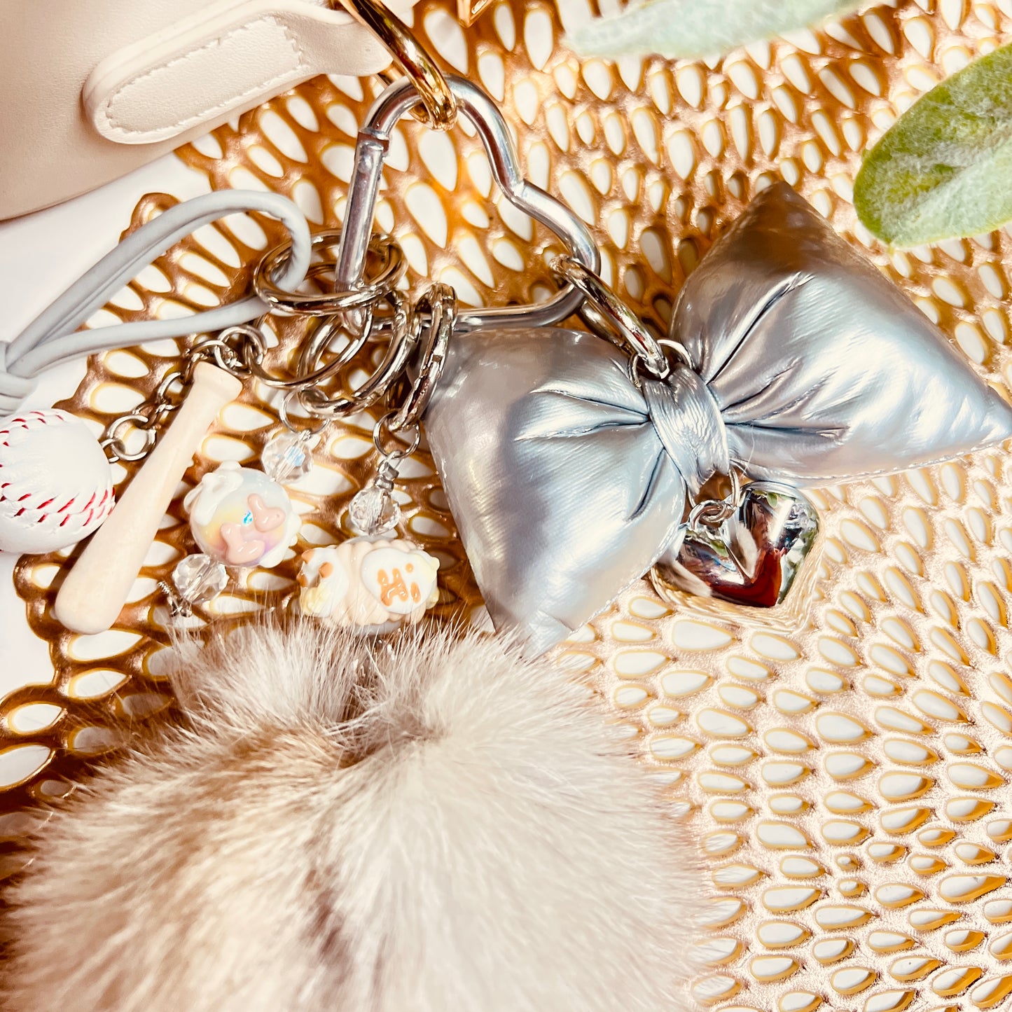 HANDMADE BAG CHARMS ~ BASEBALL/BAT ~