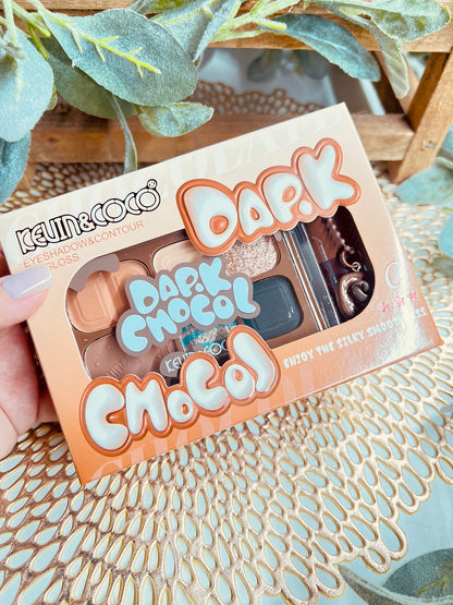 KEVIN & COCO DARK CHOCOLATE EYESHADOW/CONTOUR/LIP GLOSS SET